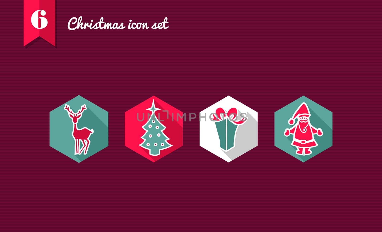 Set of flat design icons for Merry Christmas holidays. Vector file layered for easy editing.