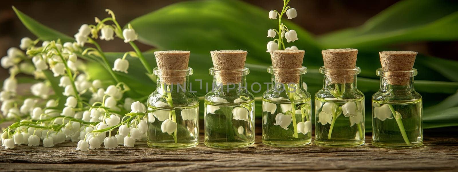 Lily of the Valley Essential Oil in a Small Bottle, Generative AI, nature
