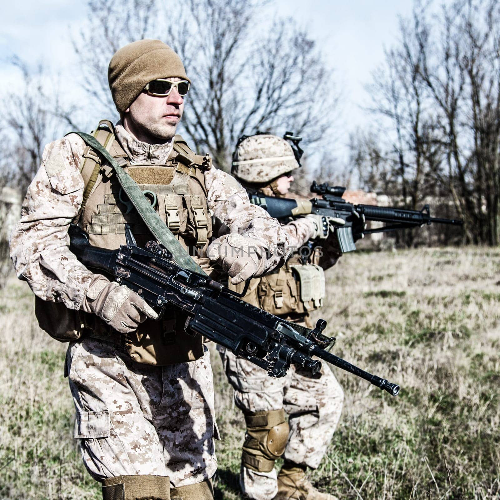 Pair of US marines during the military operation