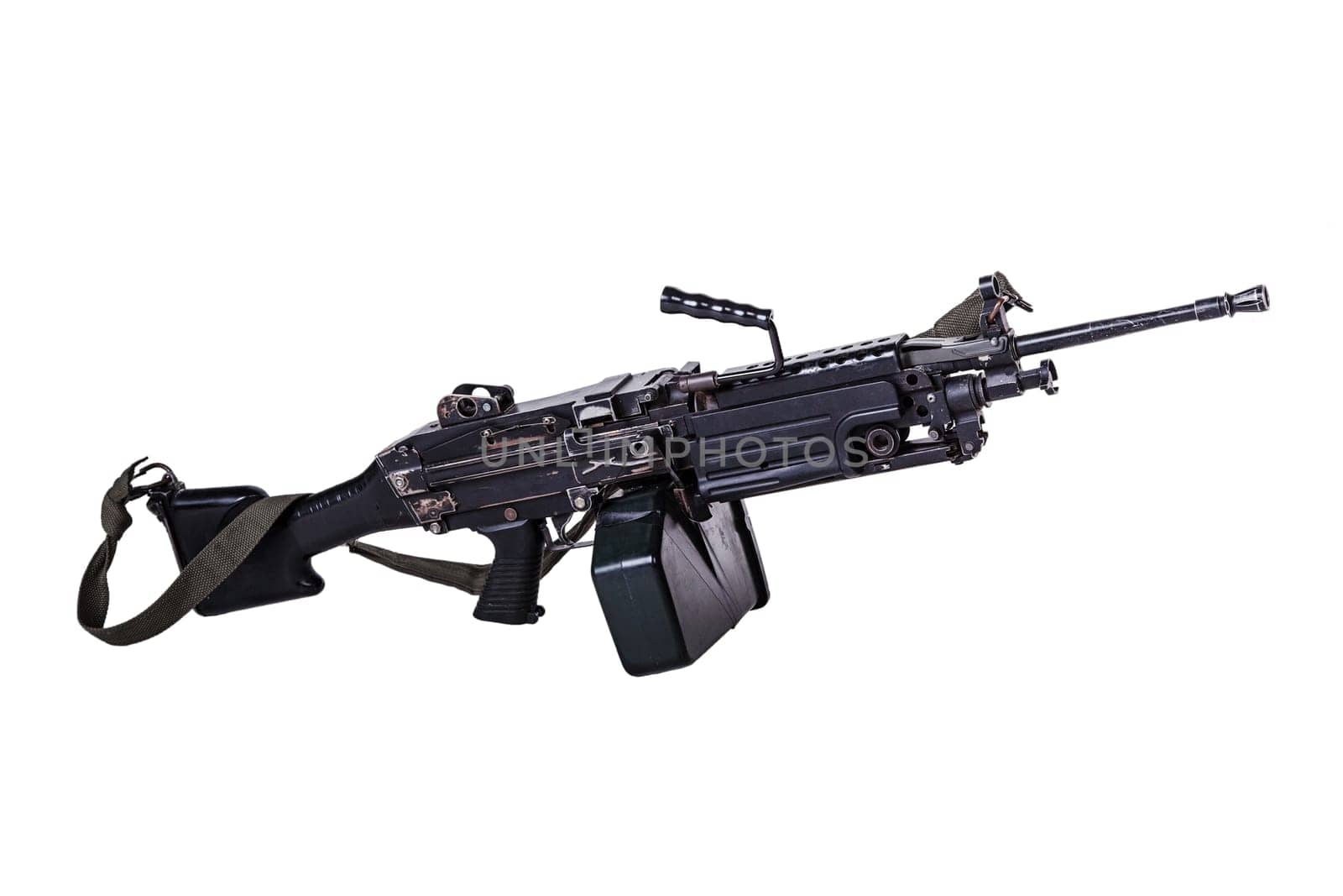 Machine gun close up isolated on white background