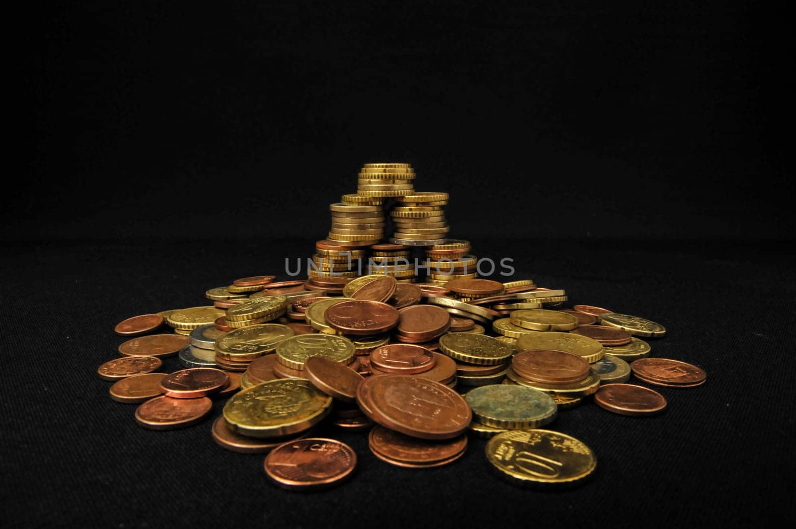 Photo Background Texture With Small Coins Of Different European Countries