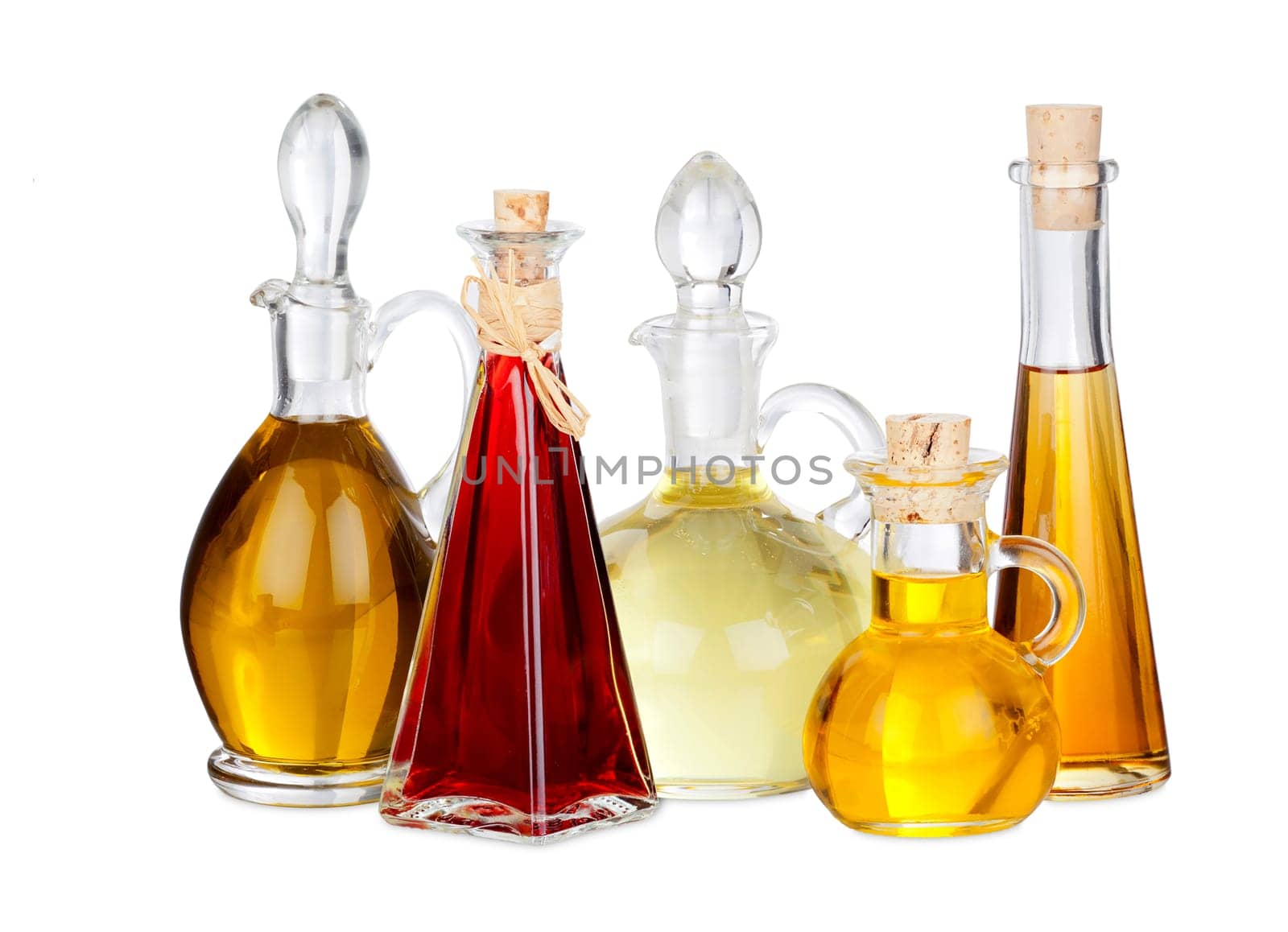 Various cooking oils in bottles,insulated