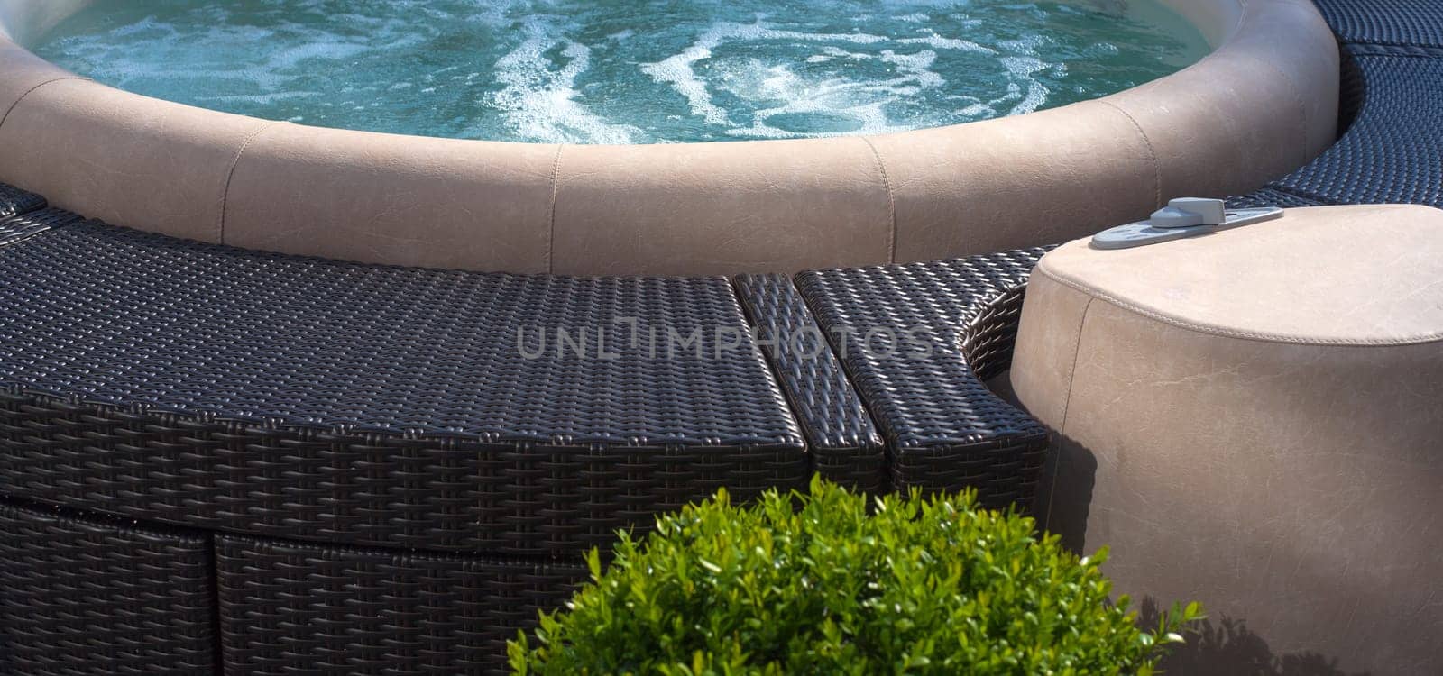 View of Jacuzzi upholster with beige leather