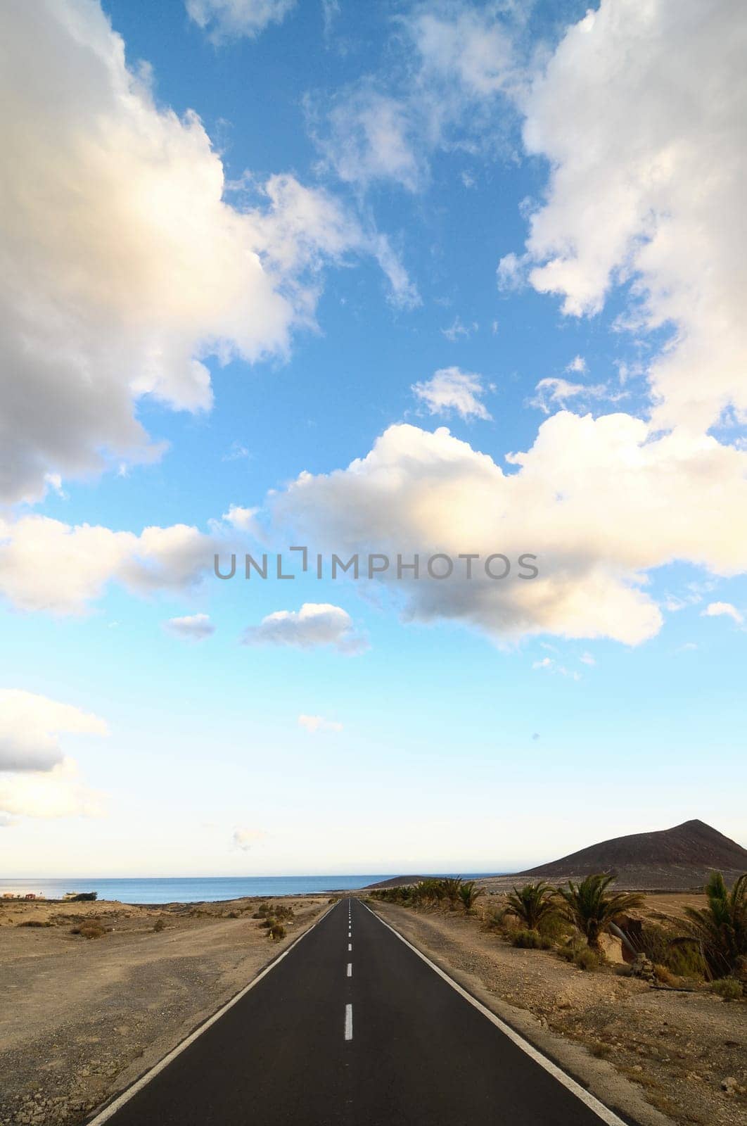 Lonely Road in the Desert in Tenerife Canary Islands