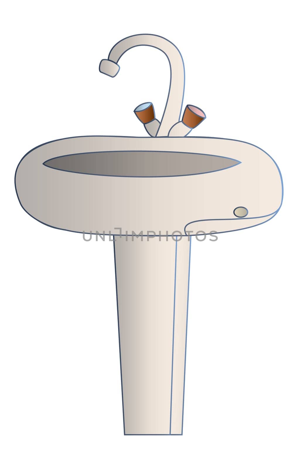 Vector illustration of gradient faience wash bowl.