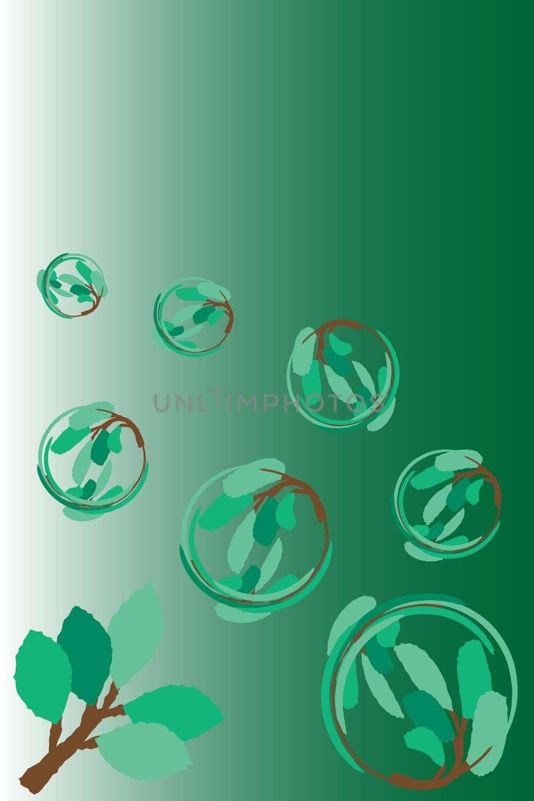 Tree branch, planet concept background for postcard. Vector.