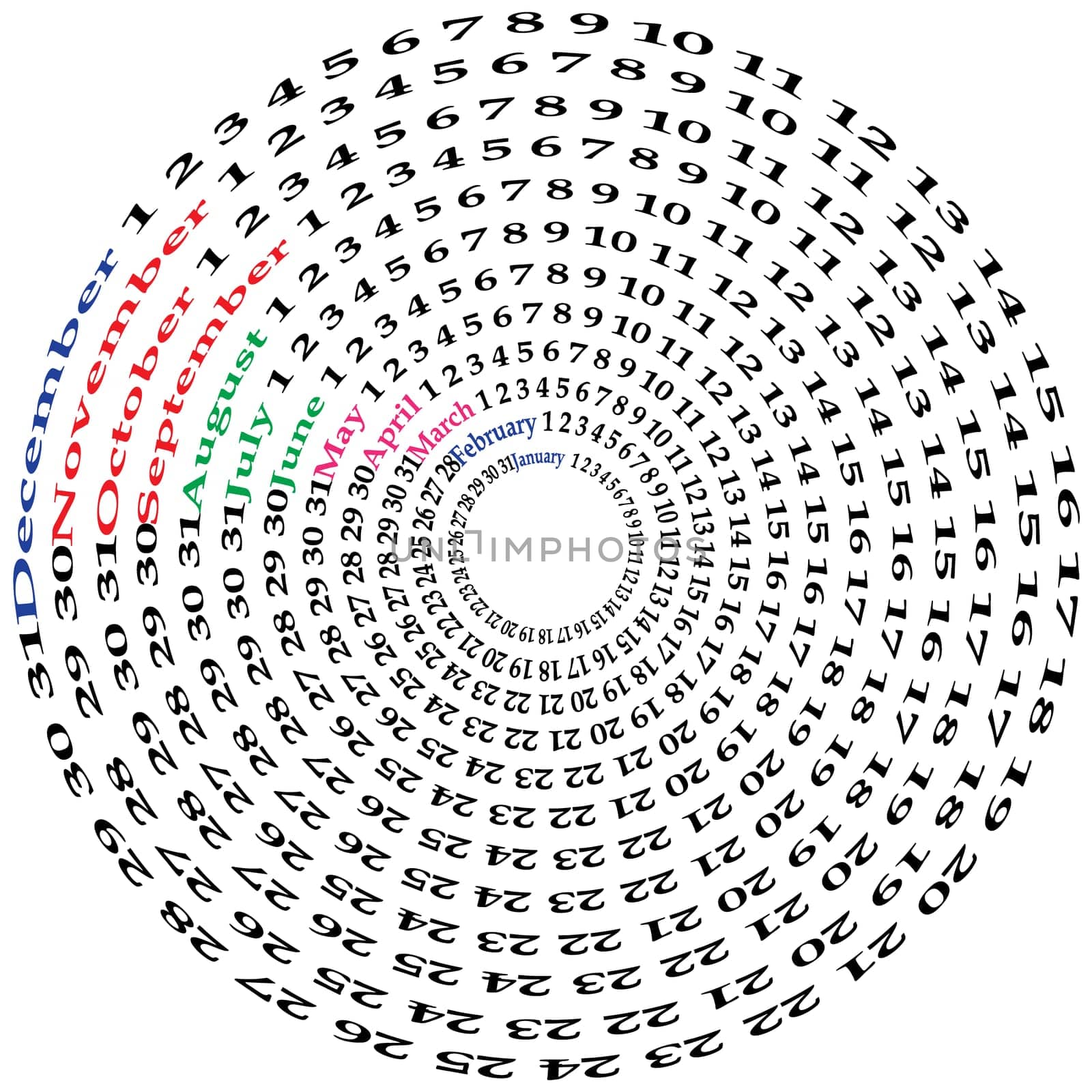 Round Gregorian calendar 2014, vector illustration.