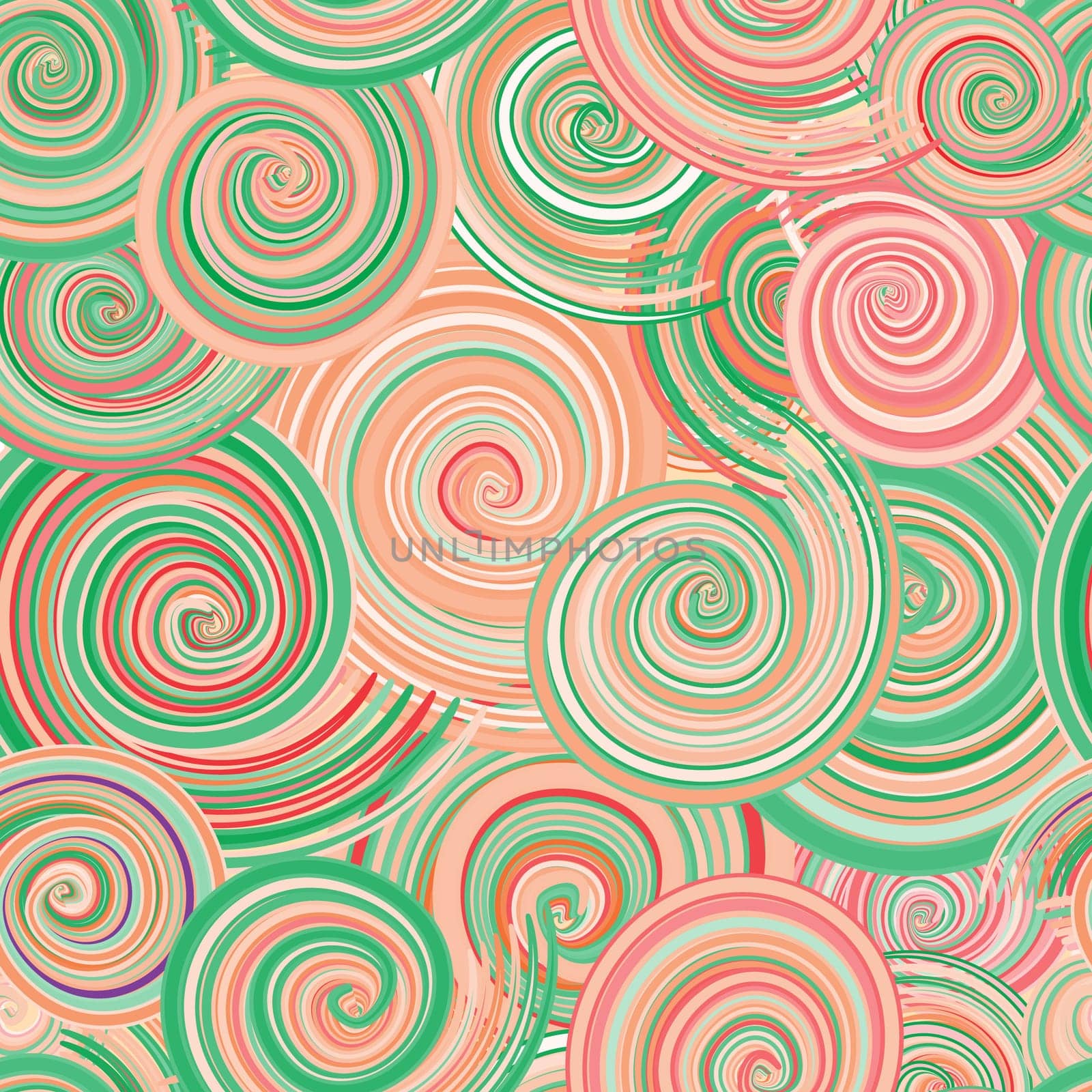 Curly ways, spiral seamless pattern, vector illustration