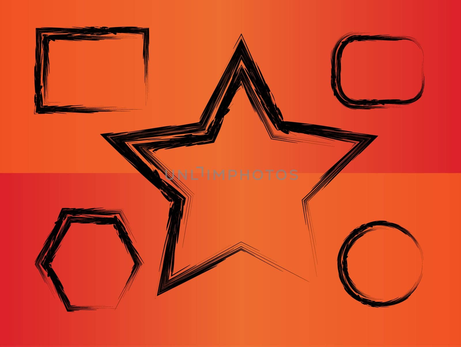 Decorative brush frames set background. Vector illustration.