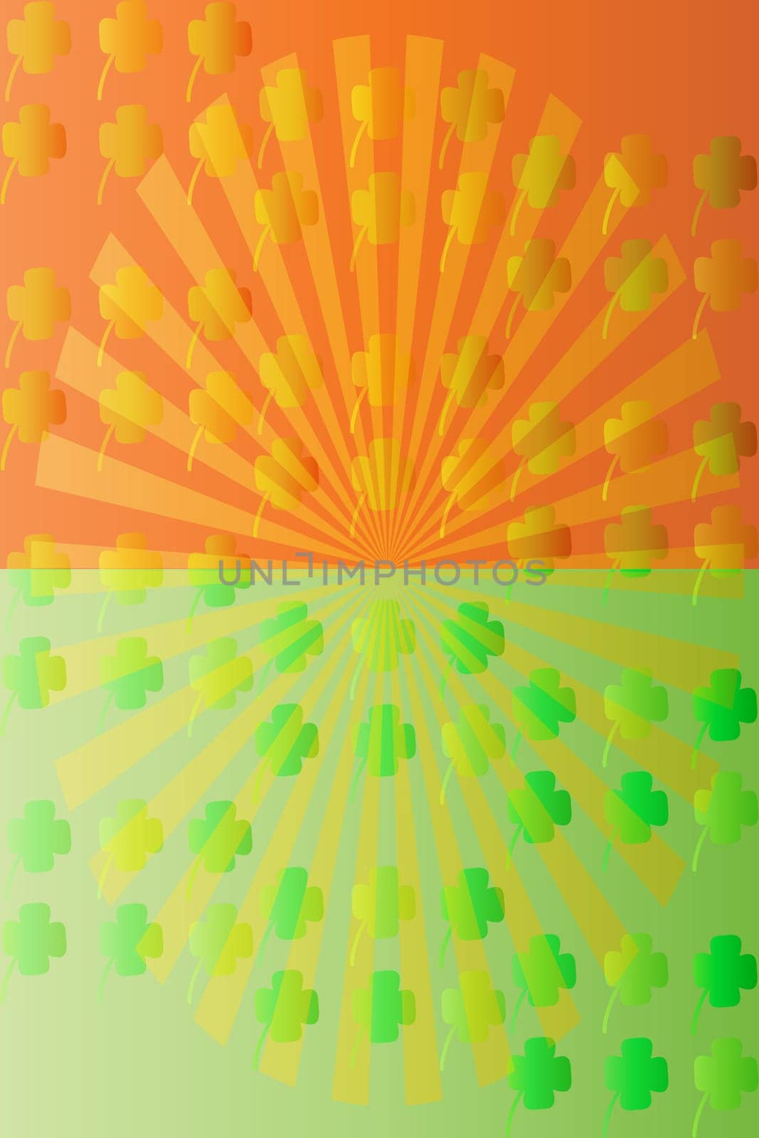 Vector illustration contains transparency. Card design with clover and rays.
