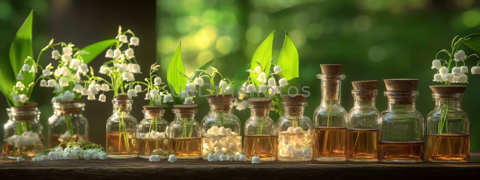 Lily of the Valley Essential Oil in a Small Bottle, Generative AI, nature
