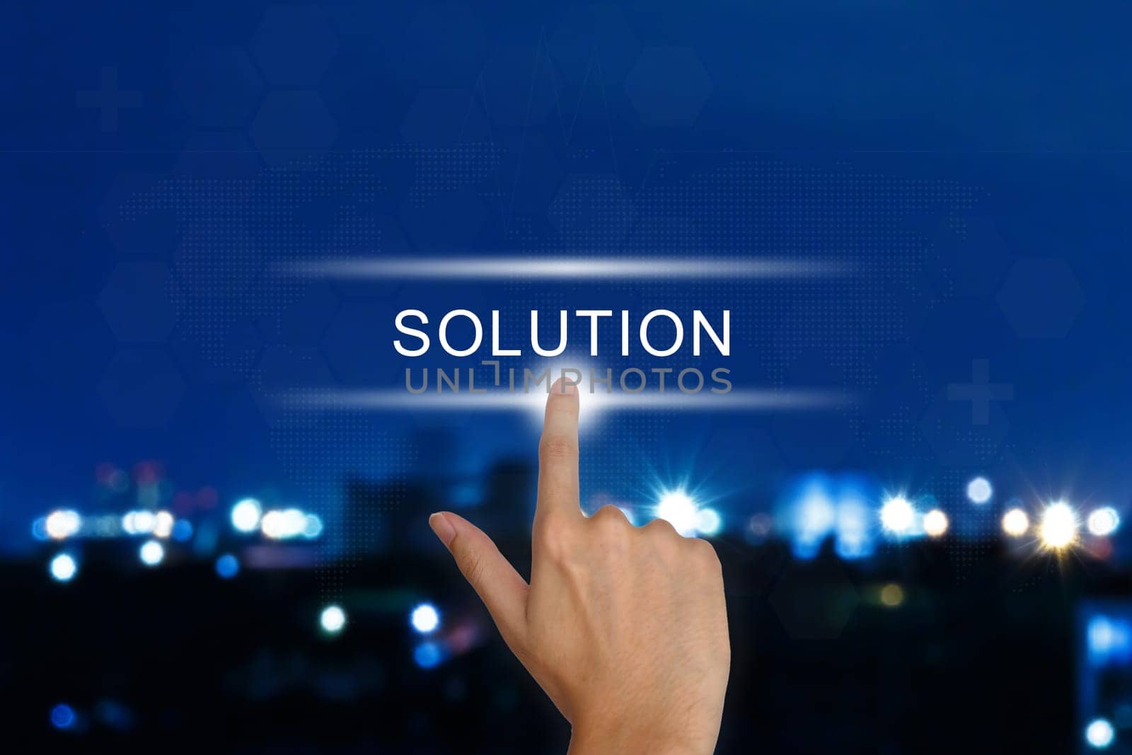hand clicking solution button on a touch screen interface