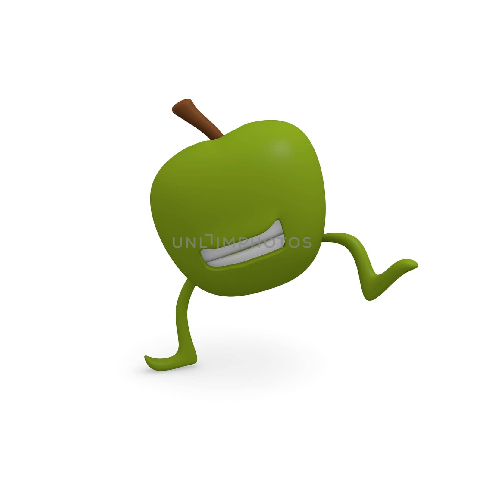 Fresh green apple dancing on a white background