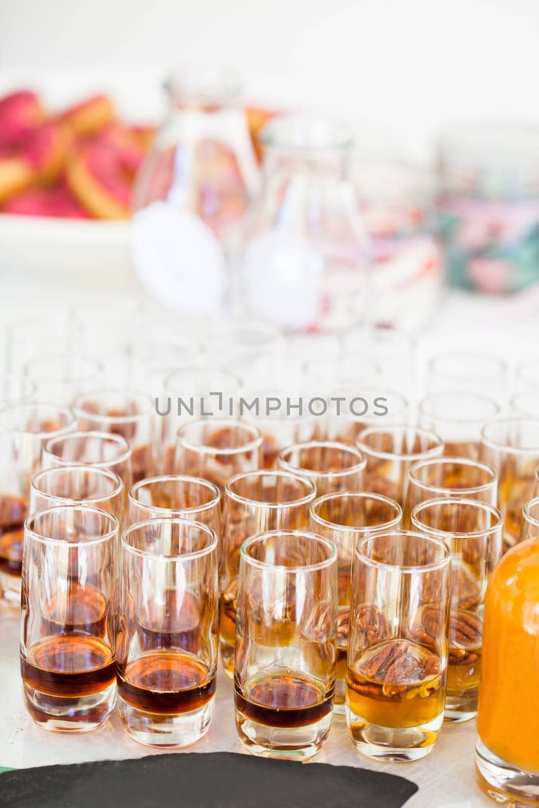 Closeup of glasses of fruity flavoured apertifs
