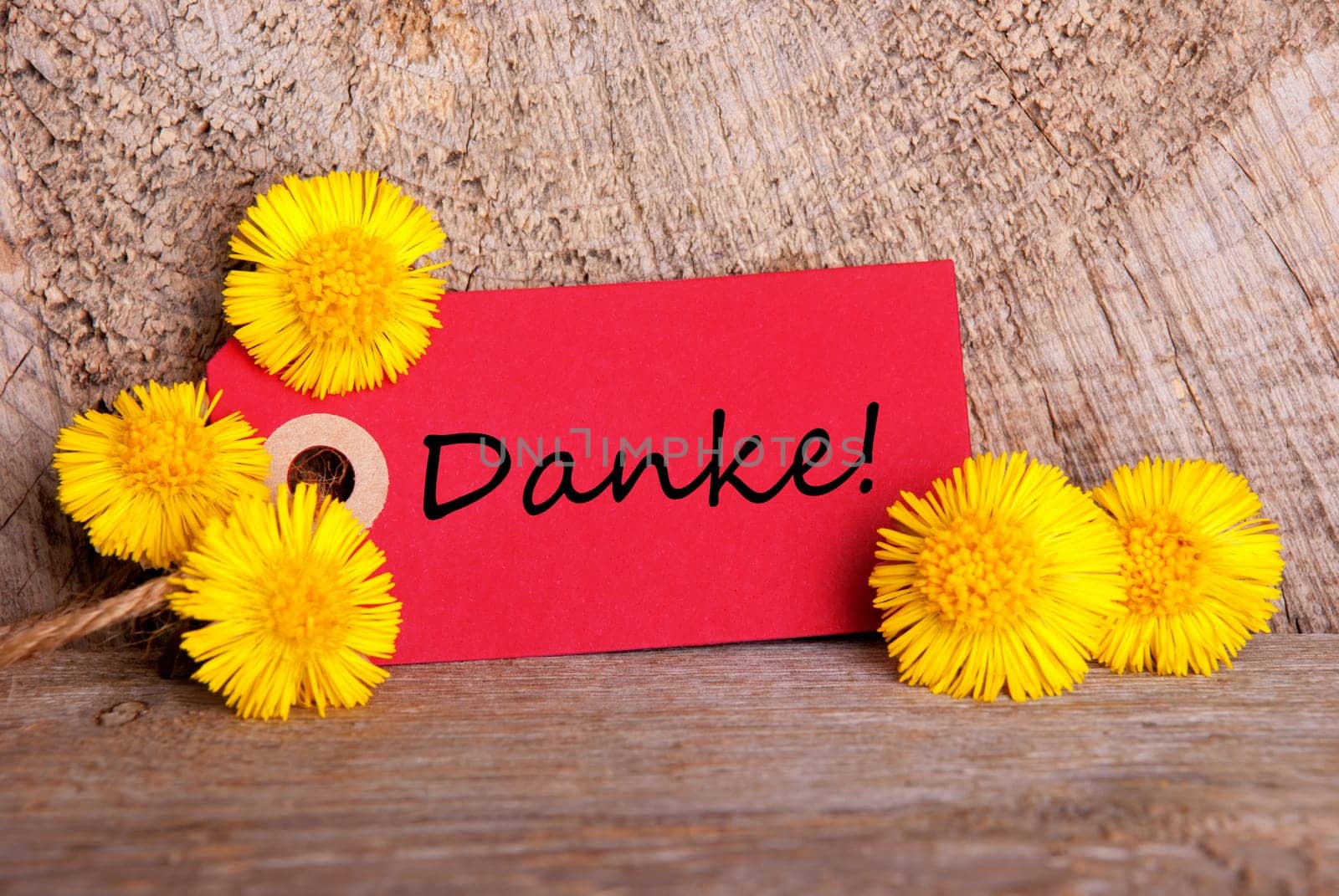 Red Tag with the German Word Danke which means Thanks