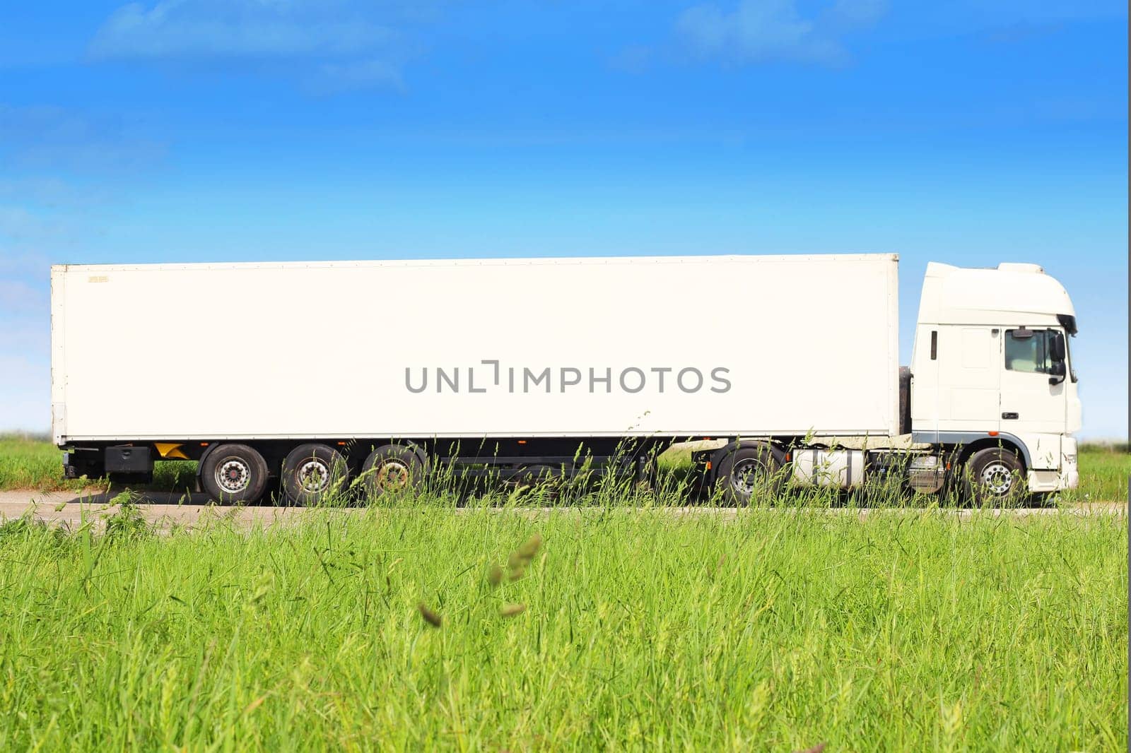 The white truck for transport goods