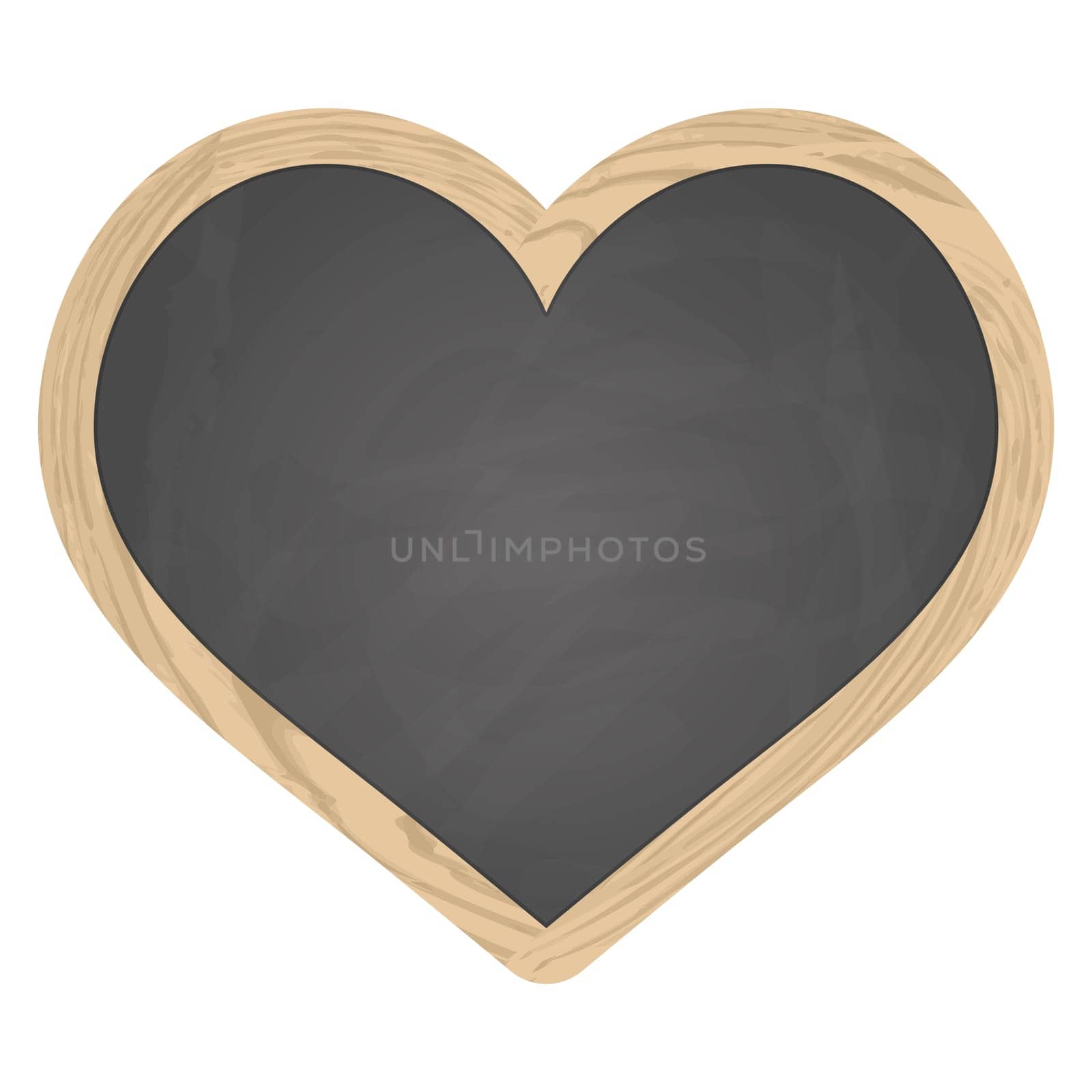 Heart slate board grey with wooden frame