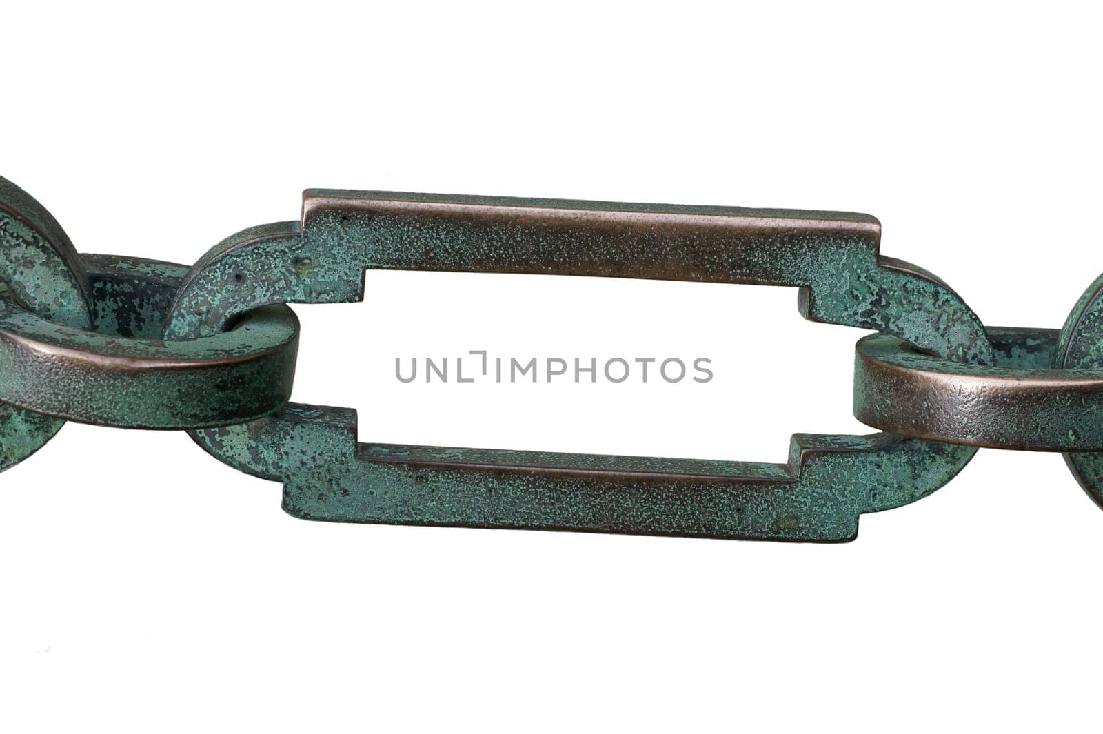 The photograph of an exposed chain with individual links.
