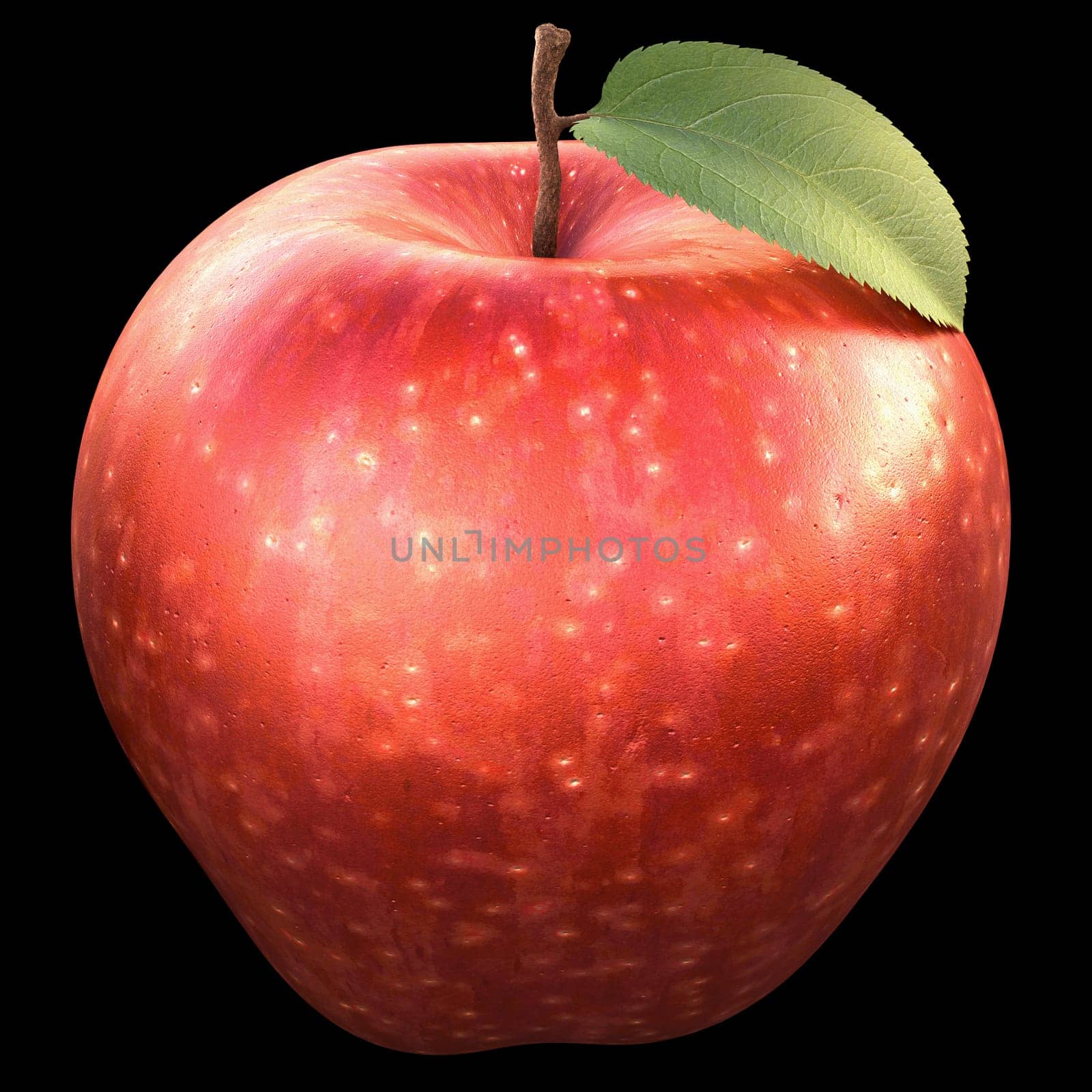 Red apple over black background. Clipping path included.