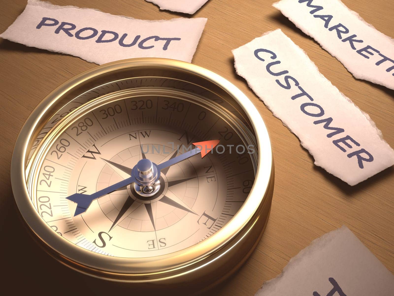 Compass indicating the best direction to take. Clipping path included.