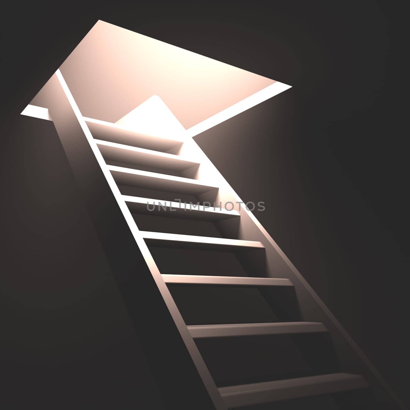 Exit in the roof with light and ladder.
