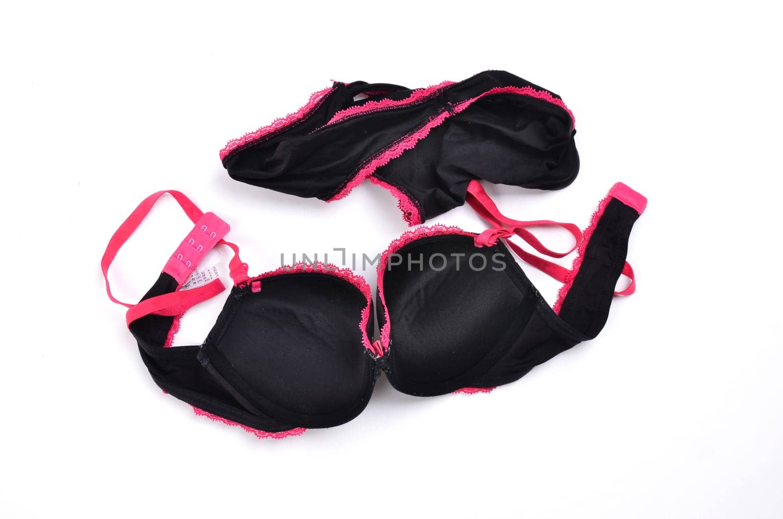 unwashed sexy female underwear on white background