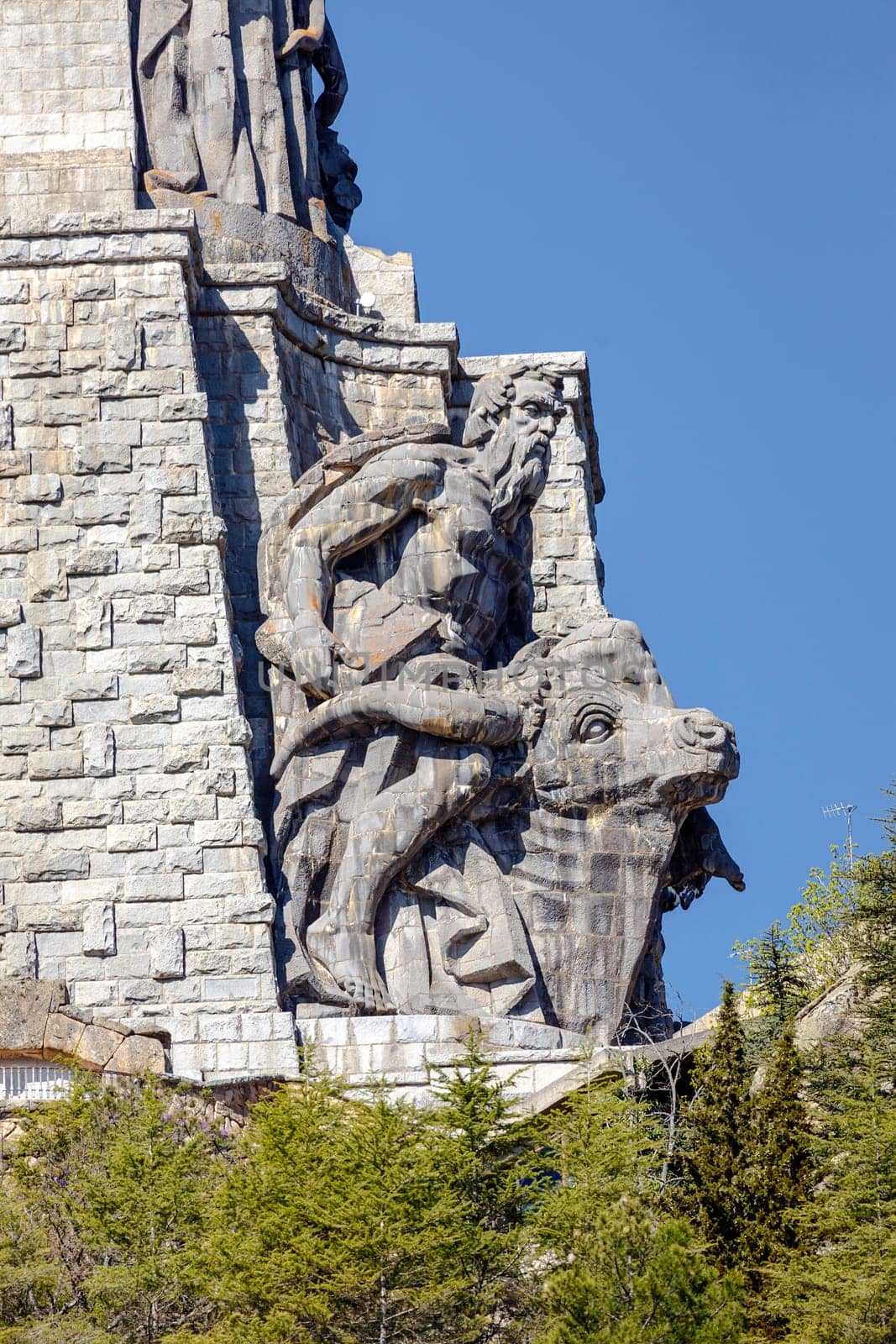Sculptures by Juan de Avalos in cross Valley of the Fallen, Valle de los Caidos, Madrid, spain