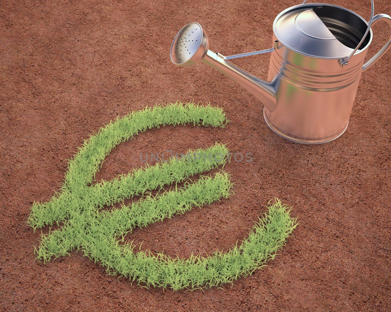 Watering the euro sign. Clipping path included.