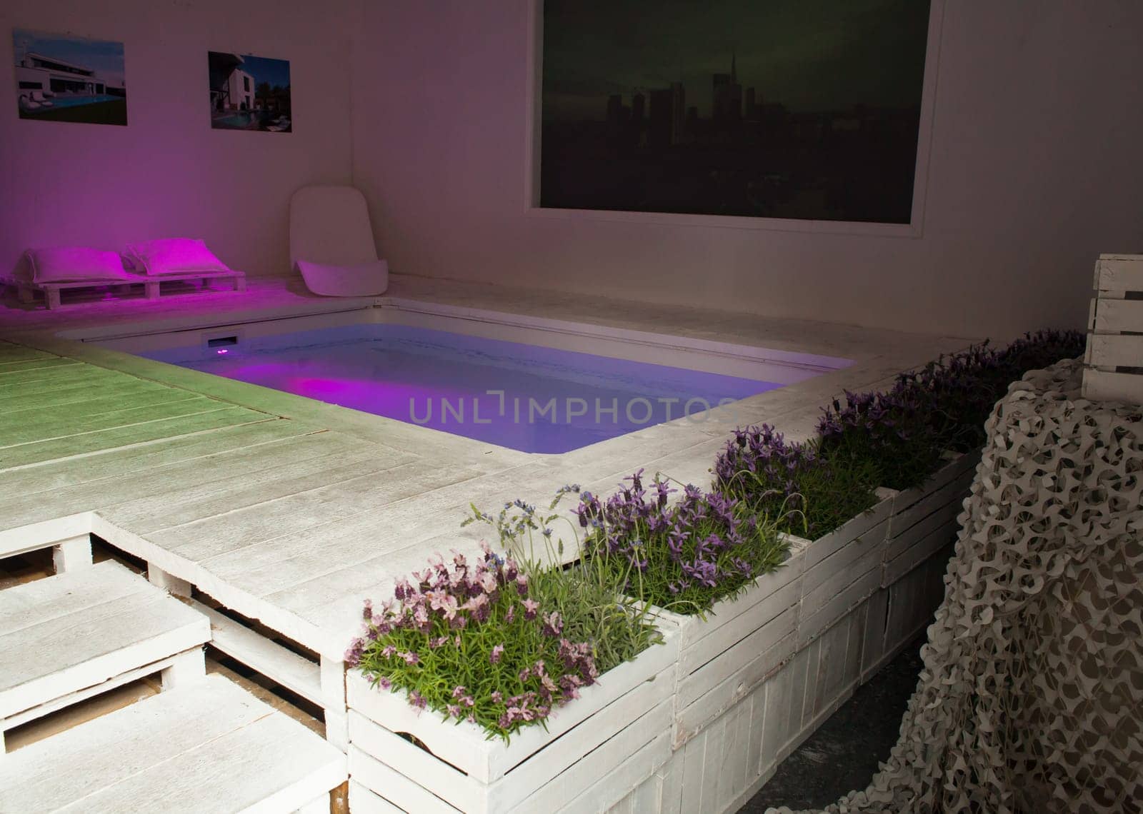 MILAN ITALY - APRIL 13: Vew of swimming pool during the Milan design week 8th - 13th April photo take on April 13 2014