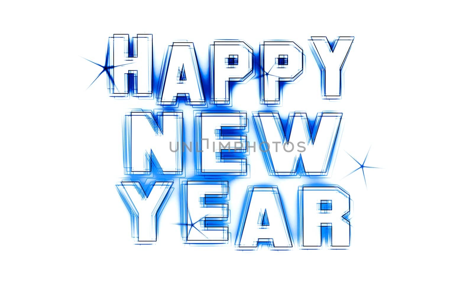Happy New Year Party as an illustration in neon light style