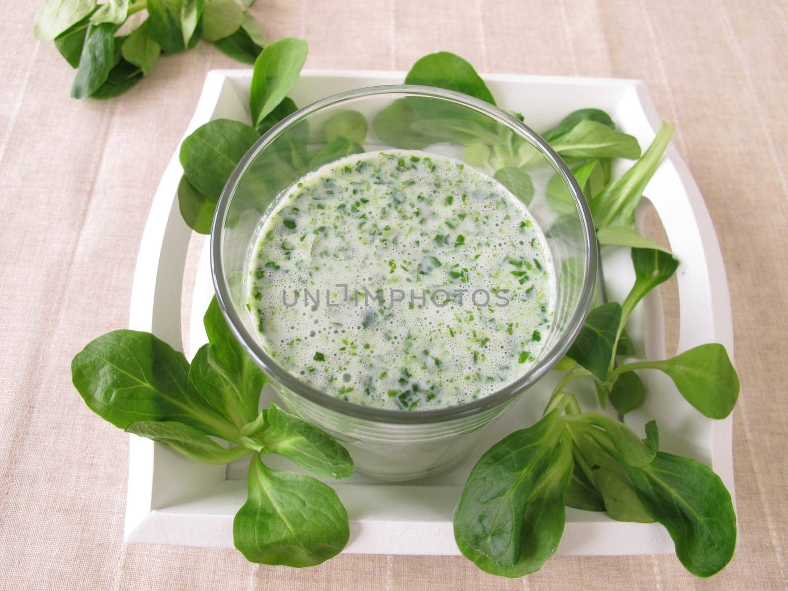 Green smoothie with field salad