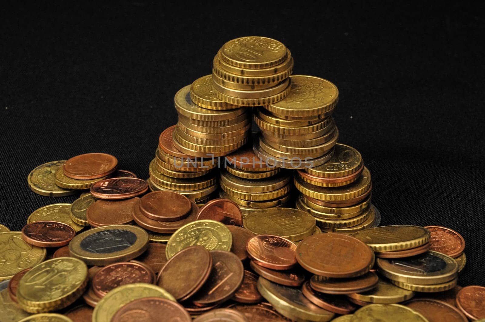 Photo Background Texture With Small Coins Of Different European Countries