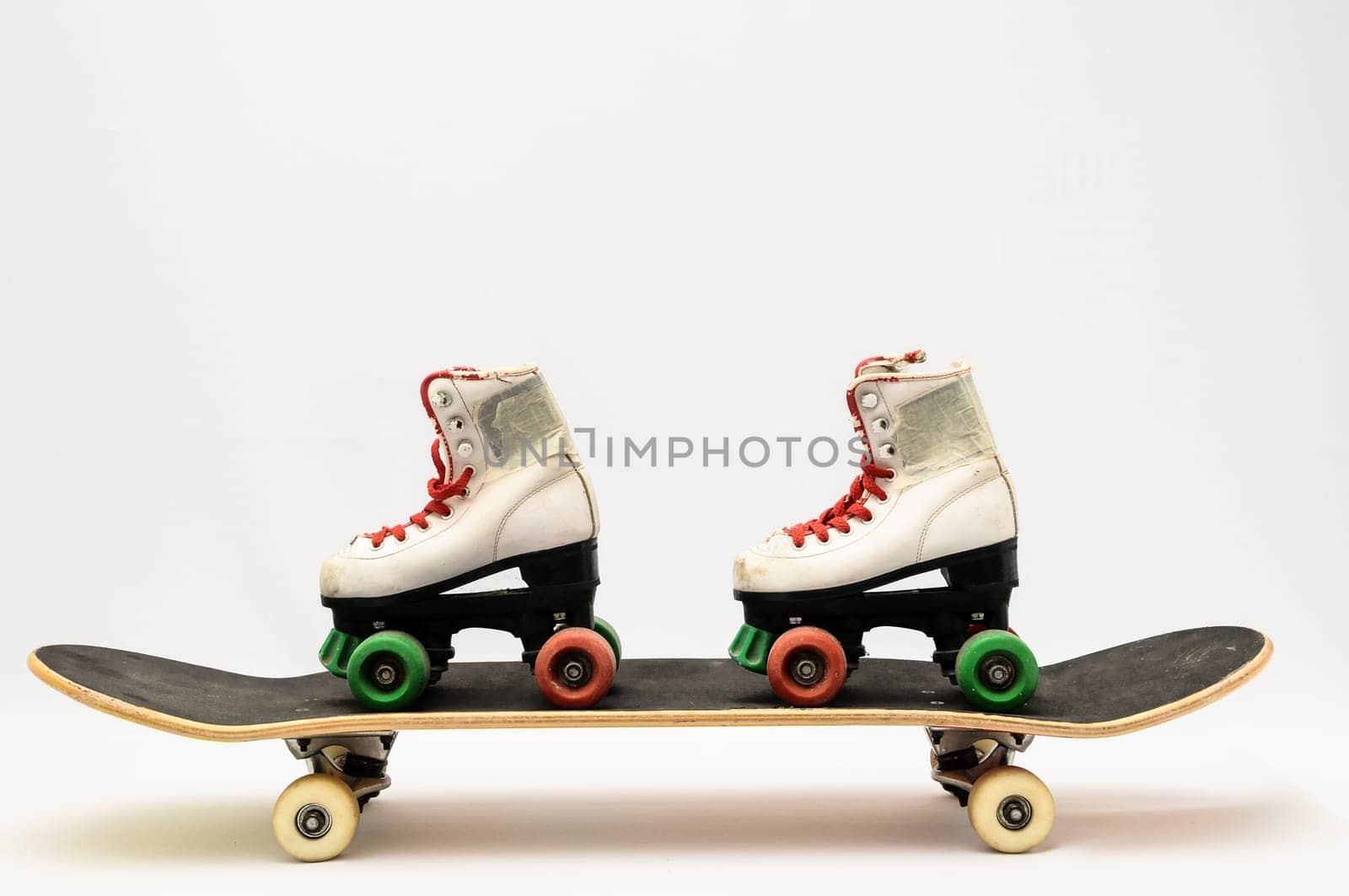 Vintage Style Black Skateboard on a white Background