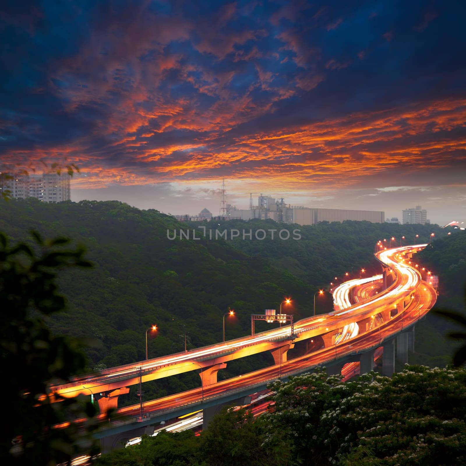 Highway traffic in sunset for adv or others purpose use