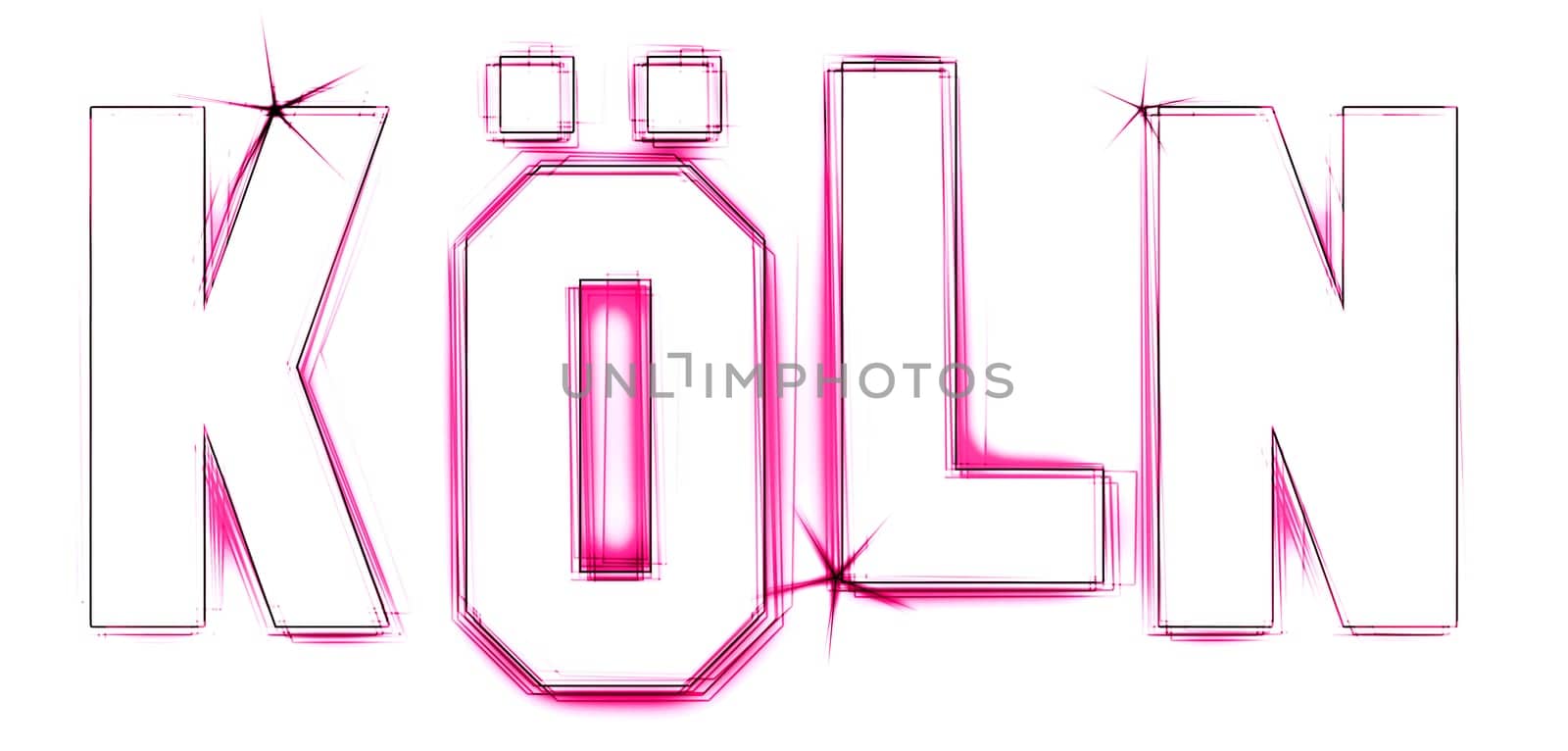 KÖLN as illustration in neon light style for presentations,flyers,web,etc.
