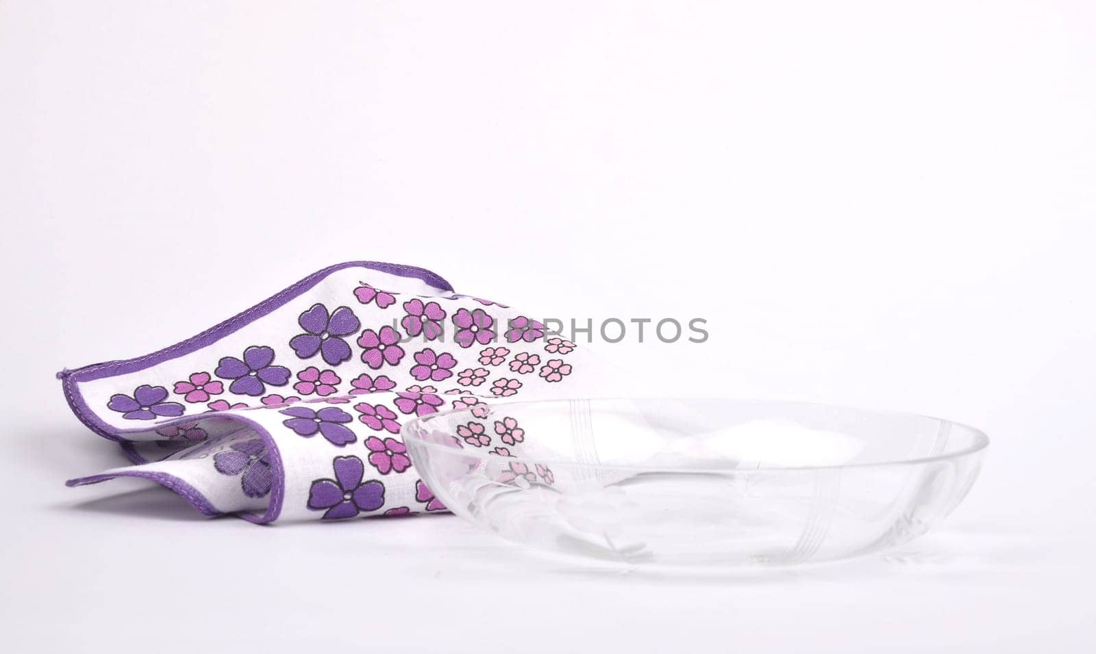 Glass bowl and cloth