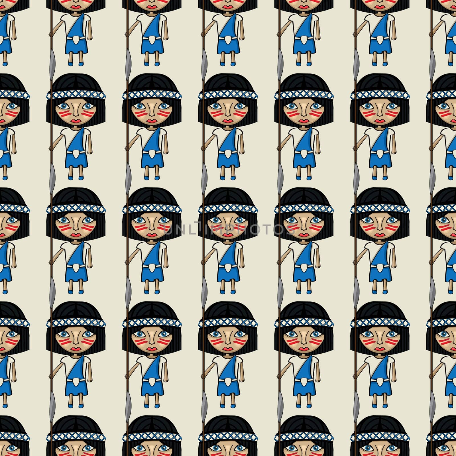 Spear soldiers army, seamless pattern