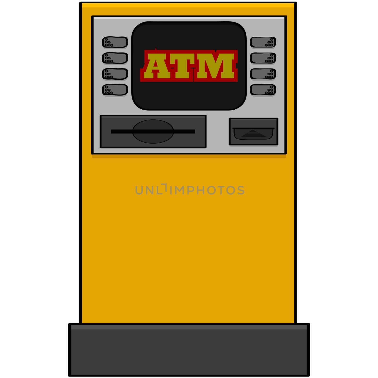 Cartoon illustration showing an automatic bank machine