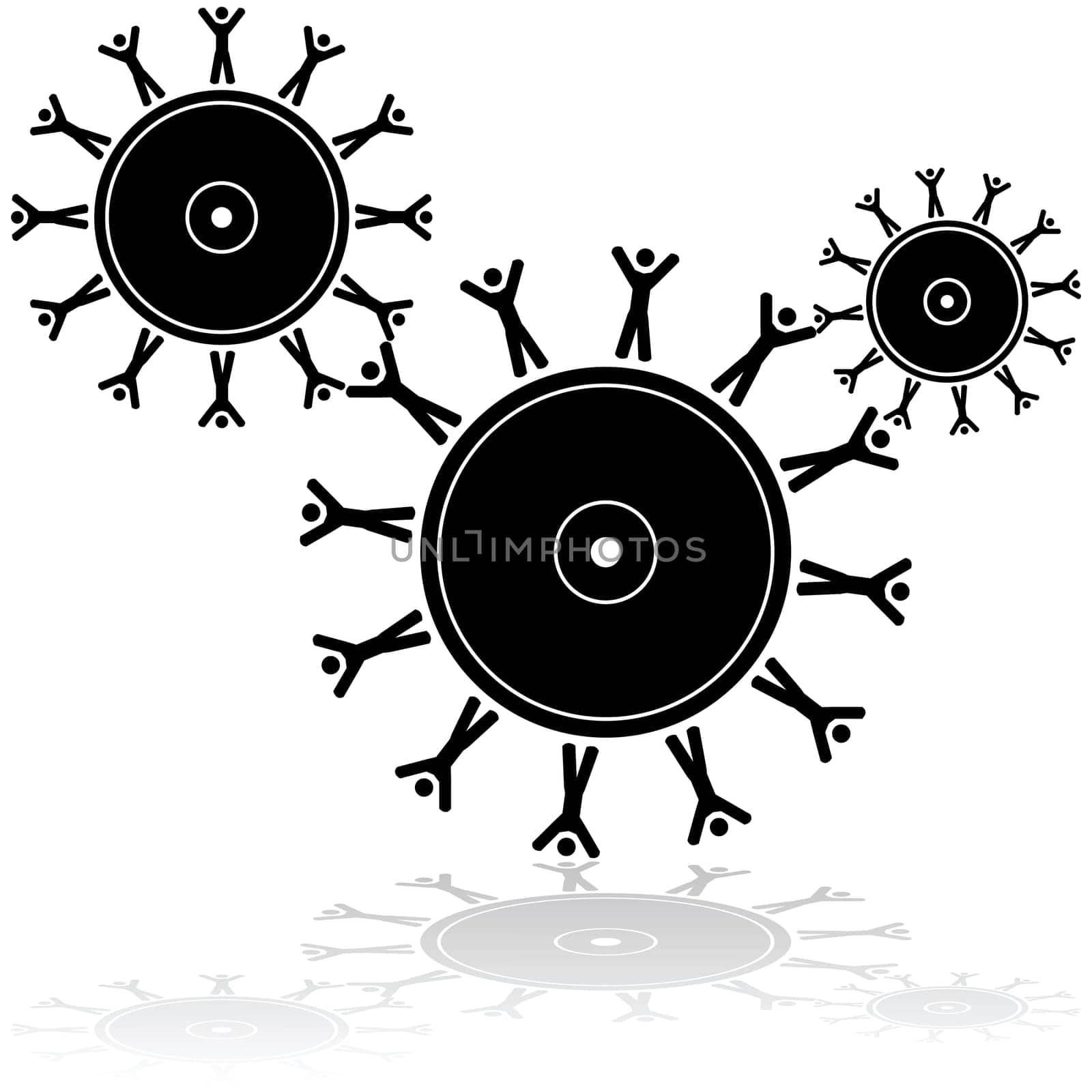 Concept illustration showing gear wheels partially made of people