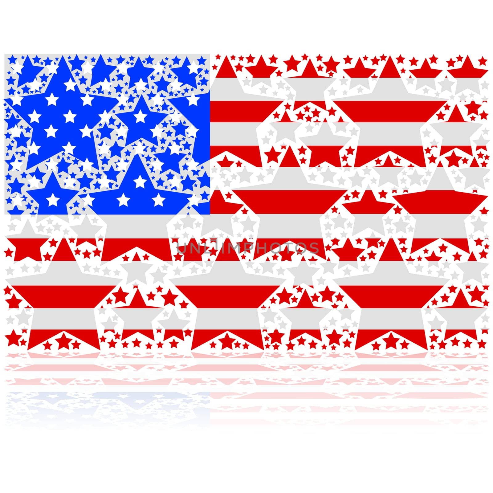Concept illustration of the flag of the United States of America made up of stars