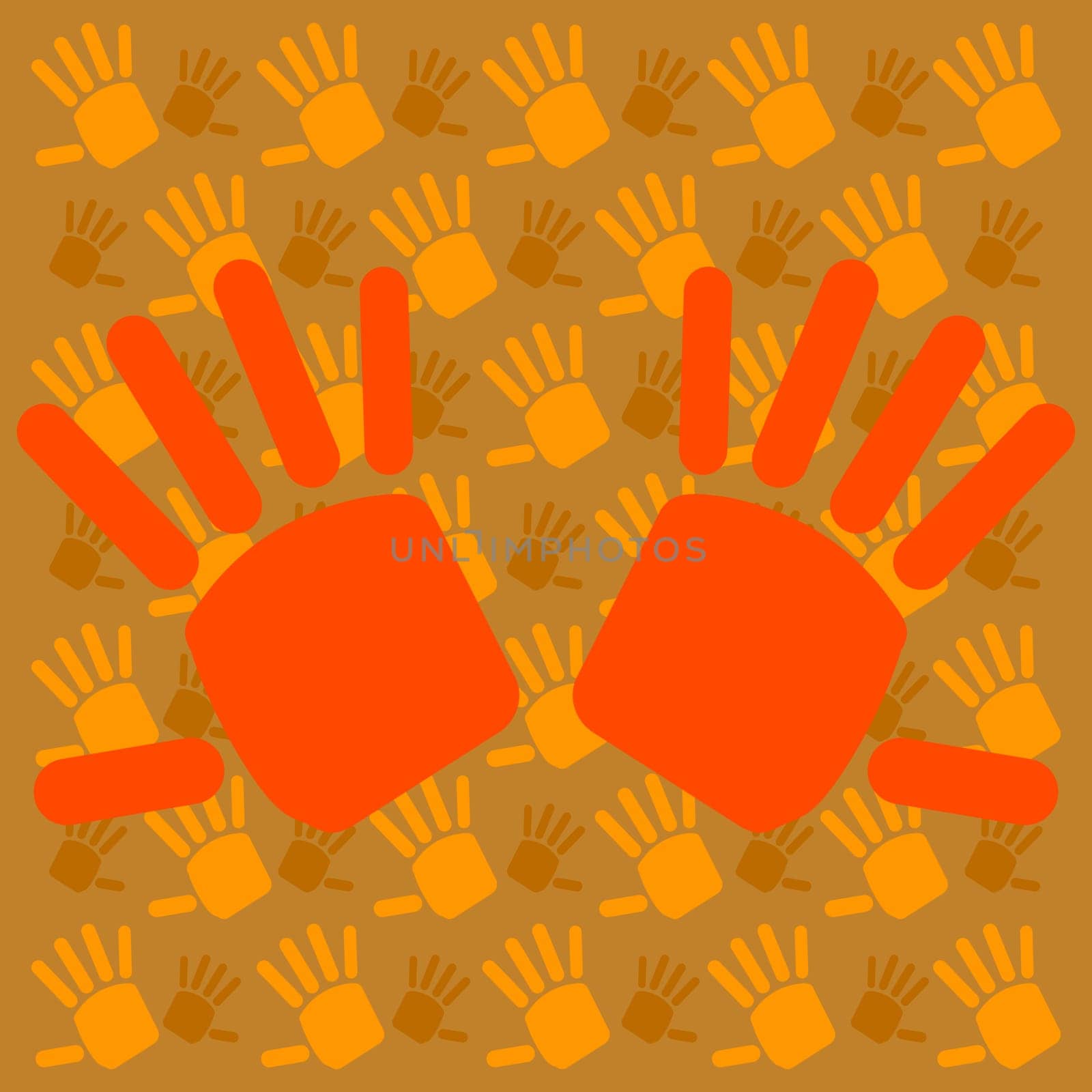 Abstract illustration showing hands over a background with smaller hands