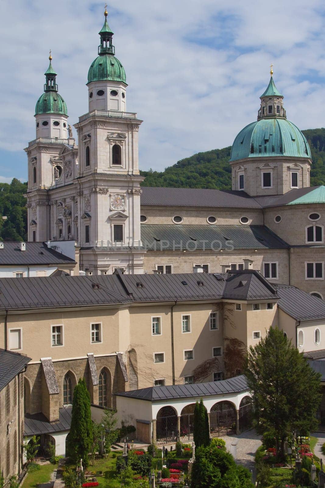 View of the famous Abbey Church or Basilica of St. Peter in Salzburg (Austria)