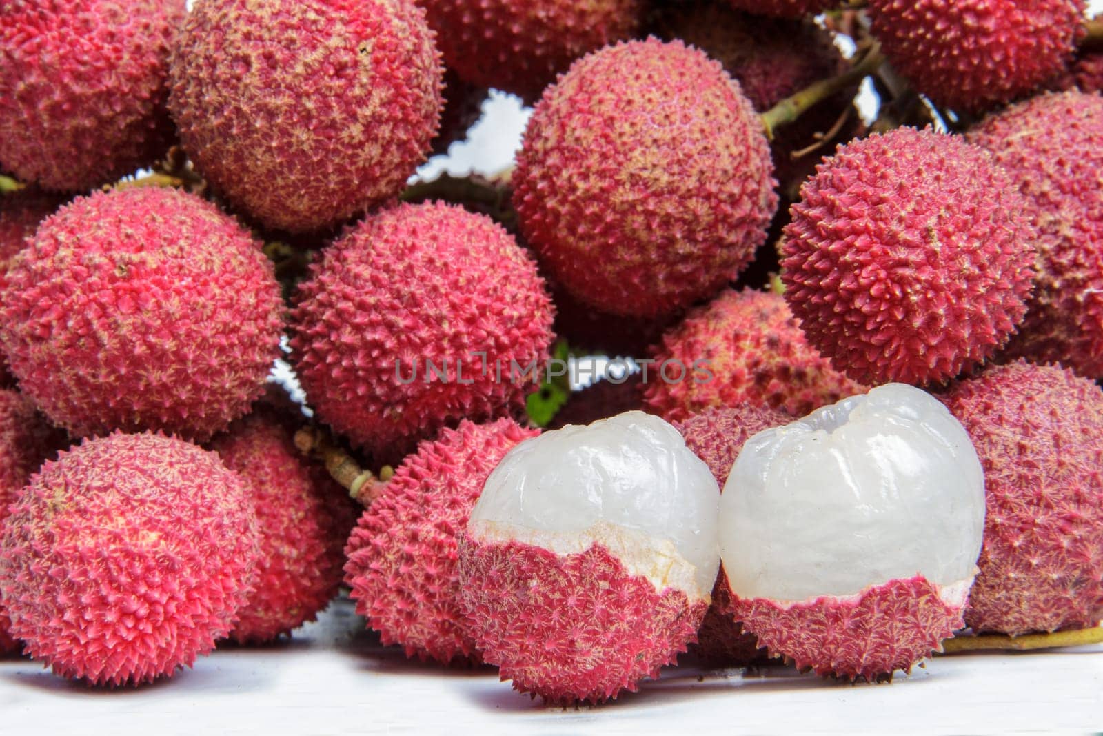 The lychee fruit with white back ground