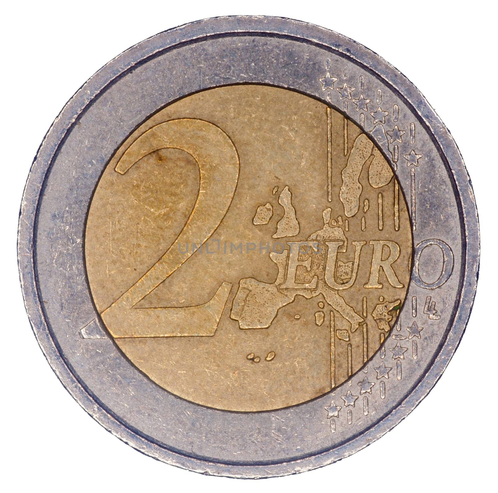Two euro coin isolated on white background