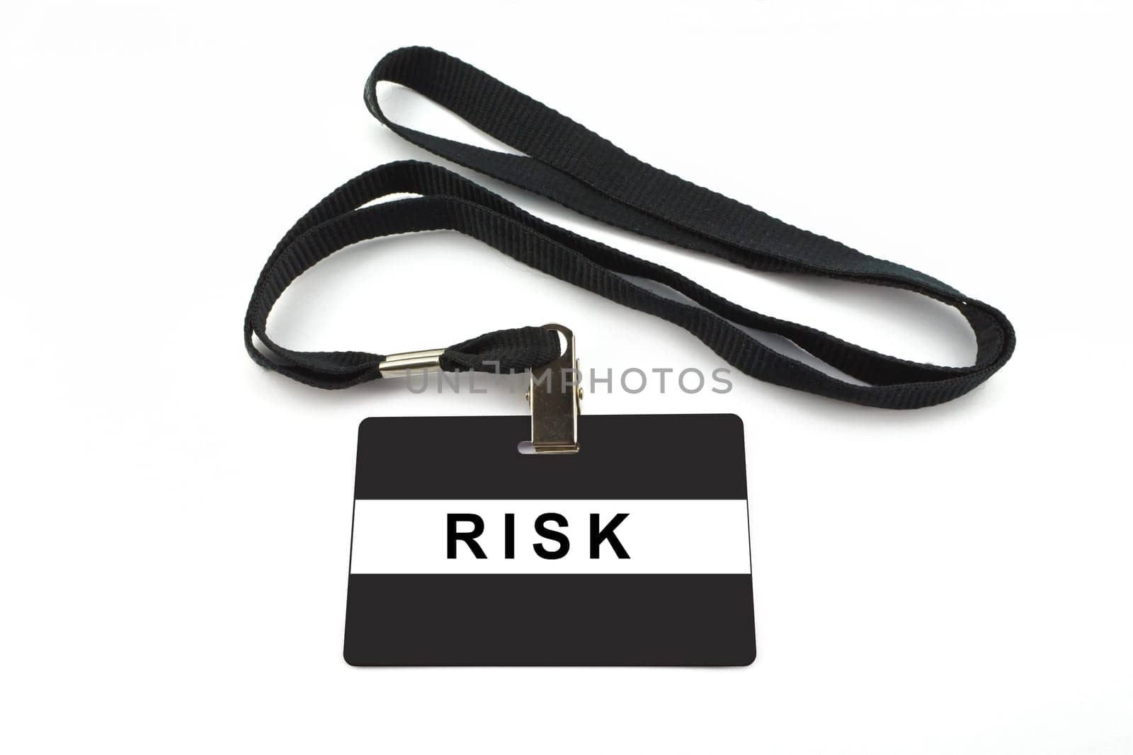 risk badge with strip isolated on white background