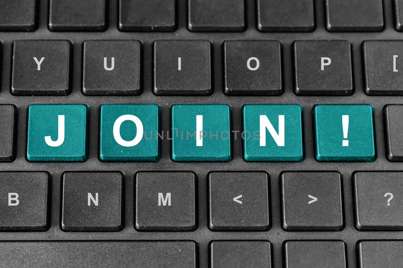 Join turquoise word on keyboard