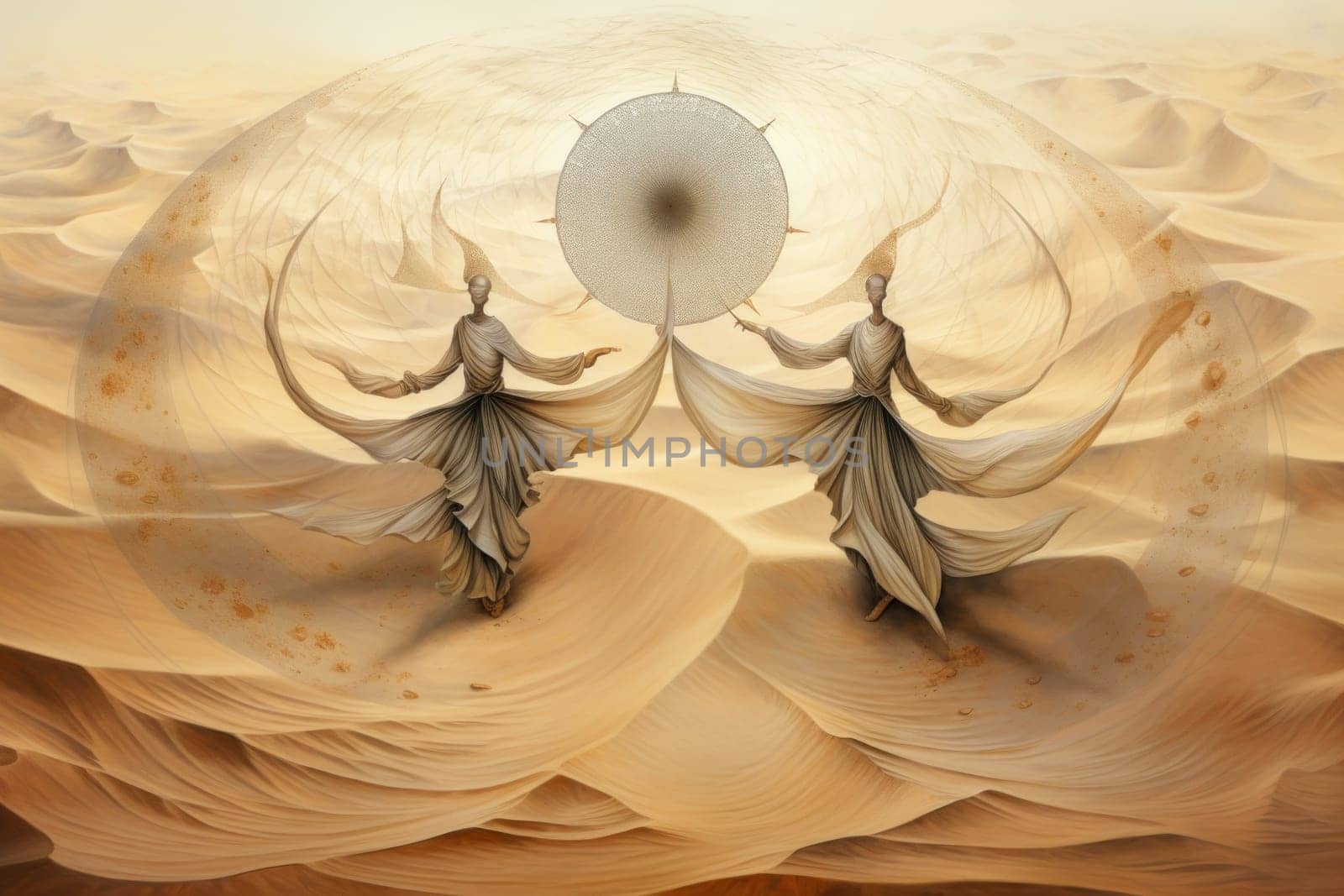 In the enchanting world of fantasy, there exist mystical beings known as whirling sand dervishes.