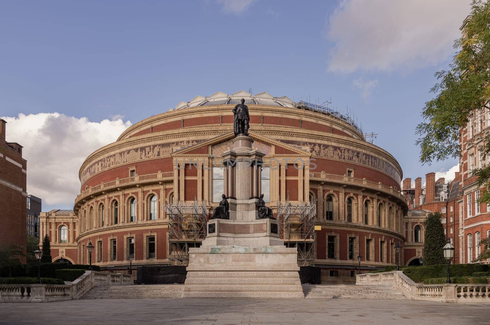 London, UK - Oct 24, 2023 - Architecture exterior design of Royal albert hall in South kensington. London, UK. Space for text, Selective focus.