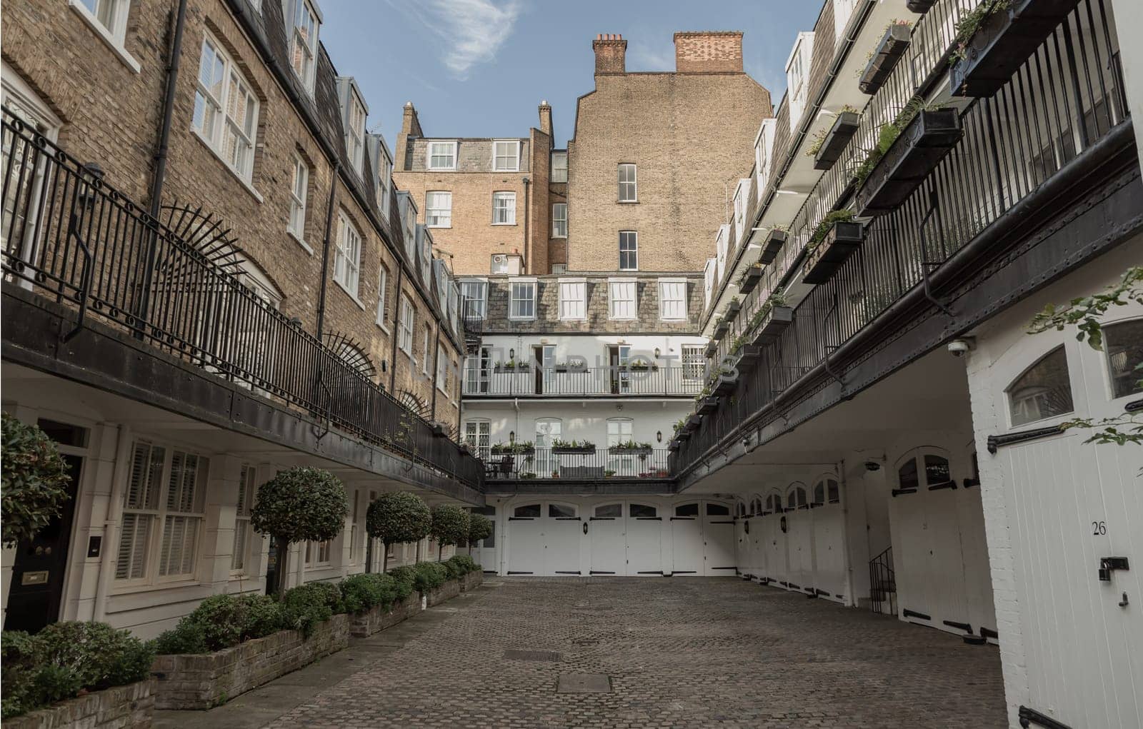 London, UK - Oct 24, 2023 - House in De Vere Mews and De Vere Cottages. South Kensington, Space for text, Selective focus.
