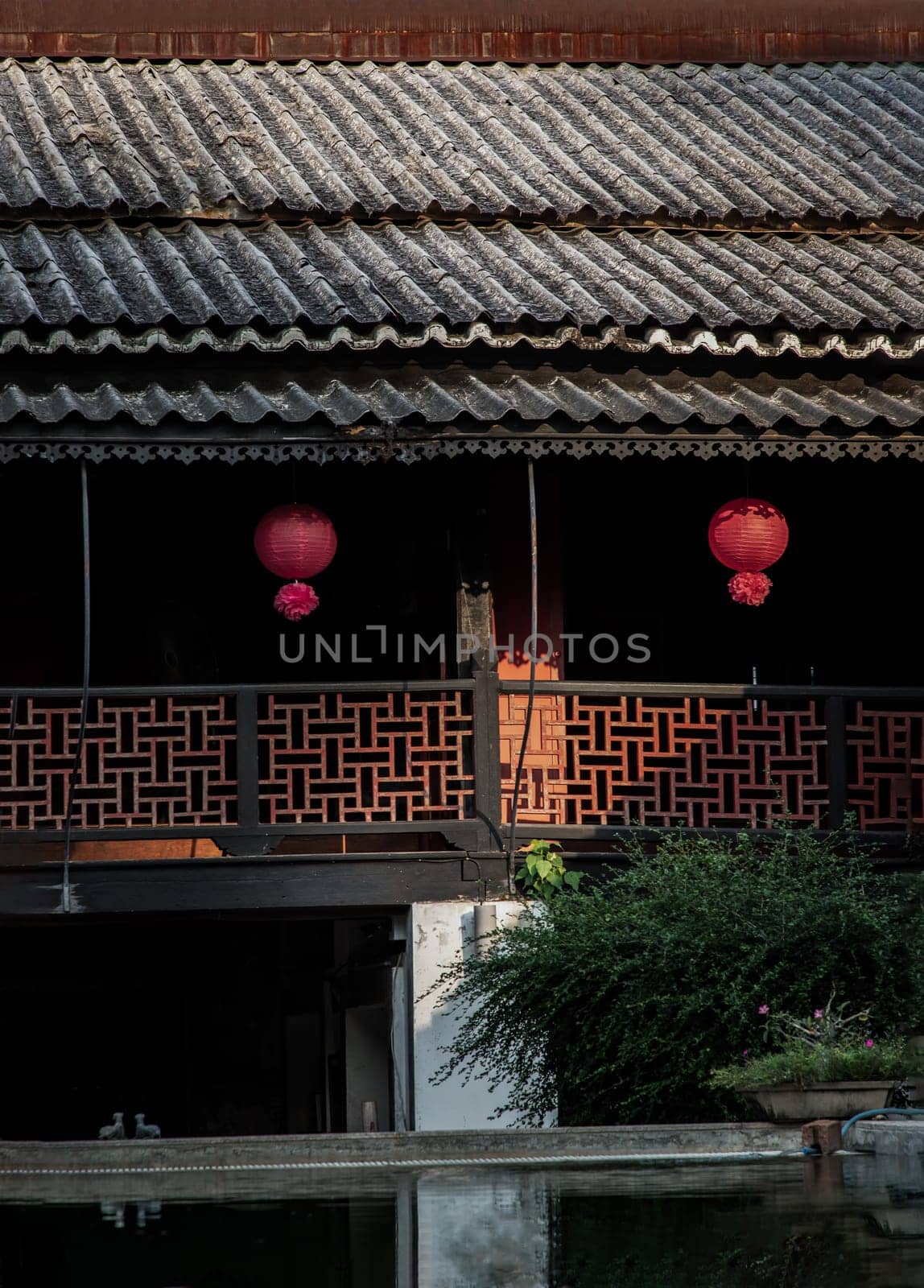 Bangkok, Thailand - Feb 06, 2022 : Ancient The So Heng Tai Mansion (200 years old Hokkien style mansion) is a nineteenth-century Chinese courtyard house in the historic neighbourhood of Talat Noi in Bangkok. No focus, specifically.